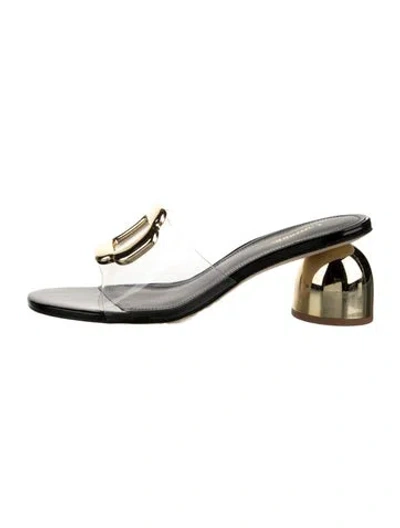 Pre-owned Larroude Leather Slides In Black