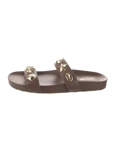 Pre-owned Larroude Leather Slides In Brown