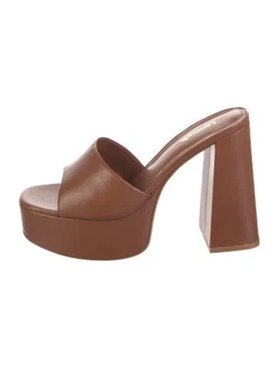 Pre-owned Larroude Leather Slides In Brown