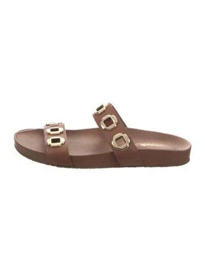 Pre-owned Larroude Leather Slides In Brown