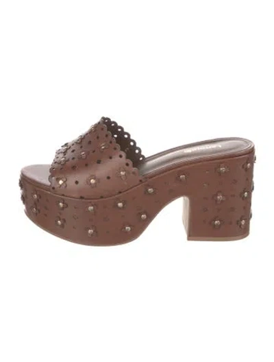 Pre-owned Larroude Leather Slides In Brown