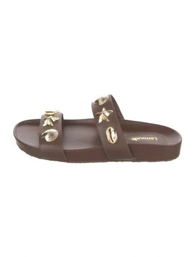 Pre-owned Larroude Leather Slides In Brown