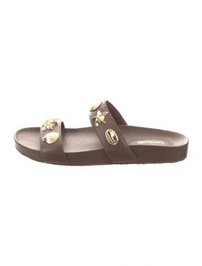 Pre-owned Larroude Leather Slides In Brown