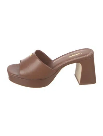 Pre-owned Larroude Leather Slides In Brown
