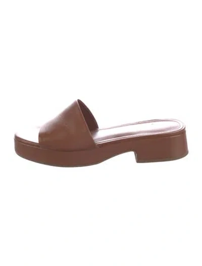 Pre-owned Larroude Leather Slides In Brown