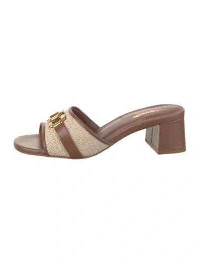 Pre-owned Larroude Leather Slides In Brown