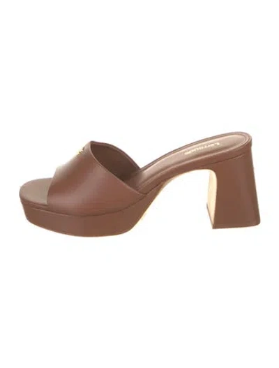 Pre-owned Larroude Leather Slides In Brown