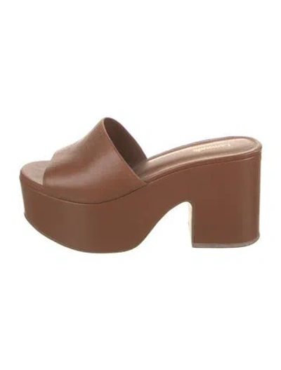 Pre-owned Larroude Leather Slides In Brown