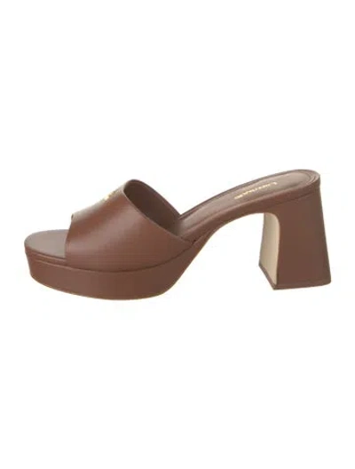 Pre-owned Larroude Leather Slides In Brown
