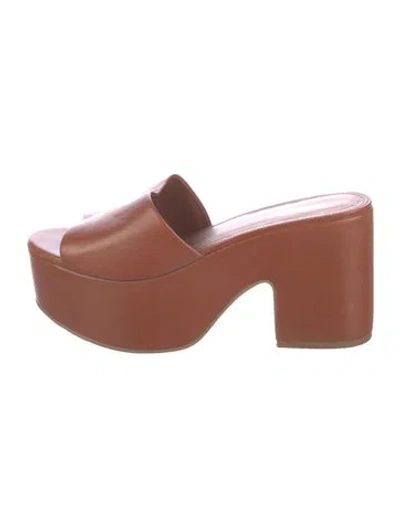 Pre-owned Larroude Leather Slides In Brown