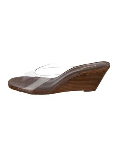 Pre-owned Larroude Leather Slides In Brown