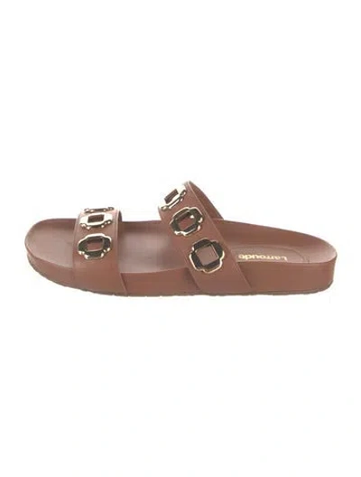 Pre-owned Larroude Leather Slides In Brown