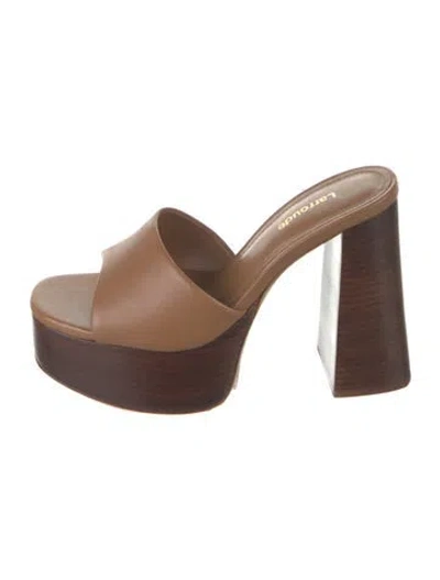 Pre-owned Larroude Leather Slides In Brown