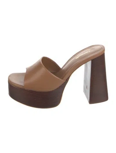 Pre-owned Larroude Leather Slides In Brown