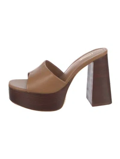 Pre-owned Larroude Leather Slides In Brown