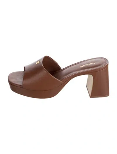 Pre-owned Larroude Leather Slides In Brown