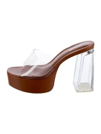 Pre-owned Larroude Leather Slides In Brown/clear