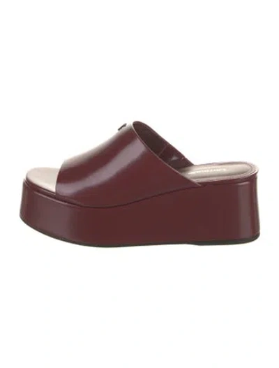 Pre-owned Larroude Leather Slides In Burgundy