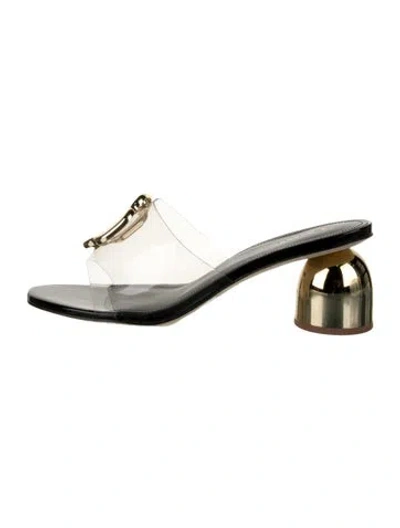 Pre-owned Larroude Leather Slides In Clear