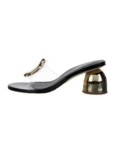 Pre-owned Larroude Leather Slides In Gold