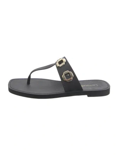 Pre-owned Larroude Leather Slides In Gray