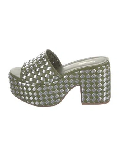 Pre-owned Larroude Leather Slides In Green