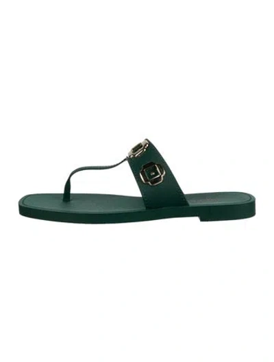 Pre-owned Larroude Leather Slides In Green