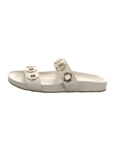 Pre-owned Larroude Leather Slides In Neutral