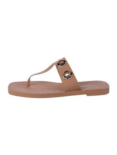 Pre-owned Larroude Leather Slides In Neutral