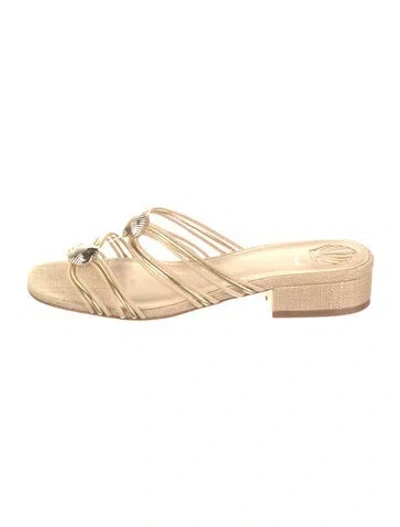 Pre-owned Larroude Leather Slides In Neutral