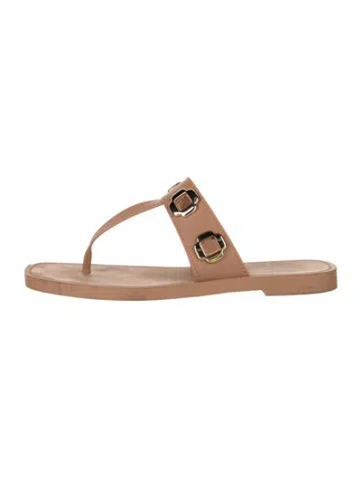 Pre-owned Larroude Leather Slides In Neutral