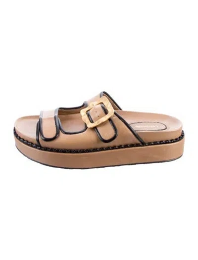 Pre-owned Larroude Leather Slides In Neutral