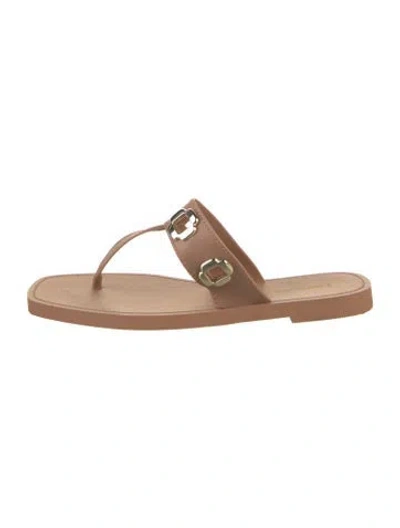 Pre-owned Larroude Leather Slides In Neutral