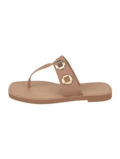 Pre-owned Larroude Leather Slides In Neutral