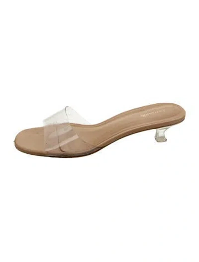 Pre-owned Larroude Leather Slides In Neutral