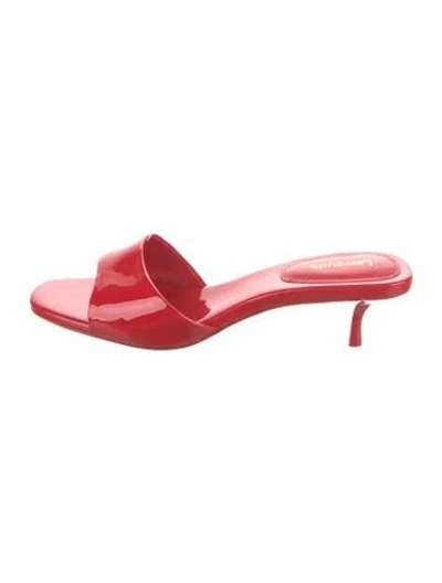 Pre-owned Larroude Leather Slides In Red