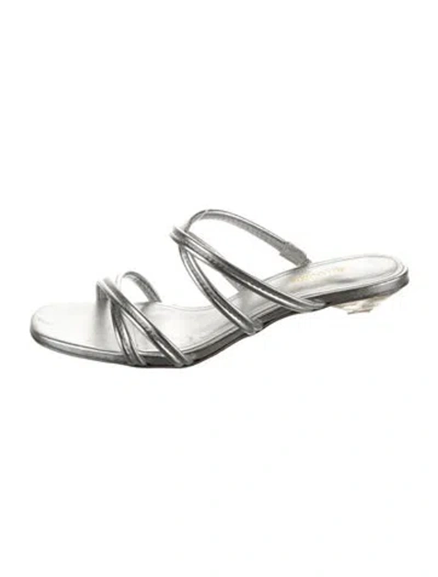 Pre-owned Larroude Leather Slides In Silver