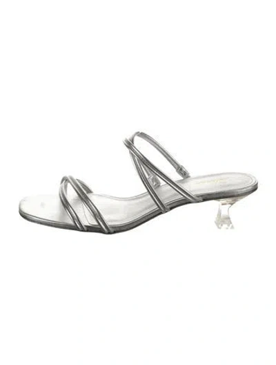 Pre-owned Larroude Leather Slides In Silver