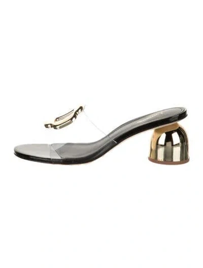 Pre-owned Larroude Leather Slides In Silver