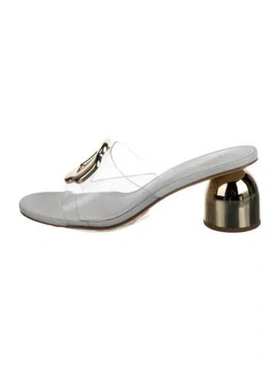 Pre-owned Larroude Leather Slides In Silver