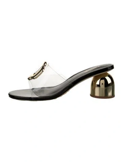 Pre-owned Larroude Leather Slides In Silver