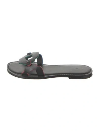 Pre-owned Larroude Leather Slides In Silver