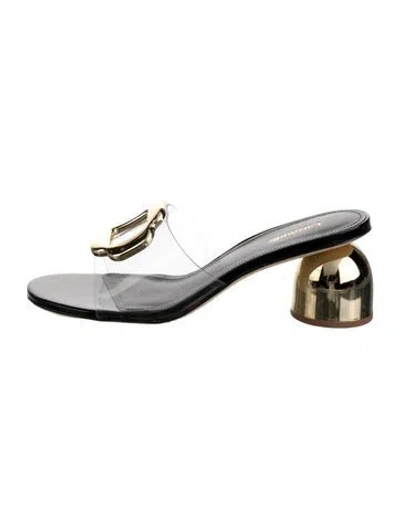 Pre-owned Larroude Leather Slides In Silver