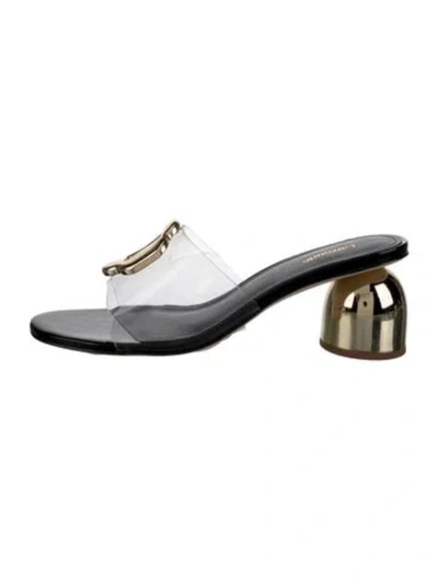 Pre-owned Larroude Leather Slides In Silver