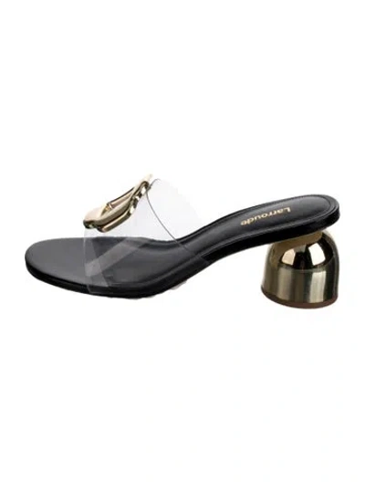 Pre-owned Larroude Leather Slides In Silver