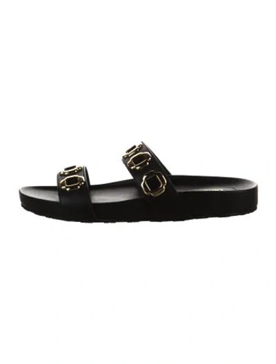 Pre-owned Larroude Leather Slides W/ Tags In Black