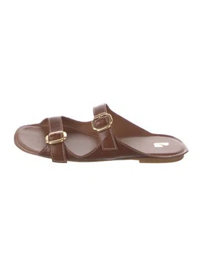 Pre-owned Larroude Leather Slides W/ Tags In Brown