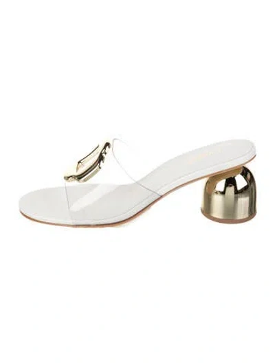 Pre-owned Larroude Leather Slides W/ Tags In White