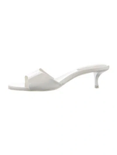 Pre-owned Larroude Leather Slides In White