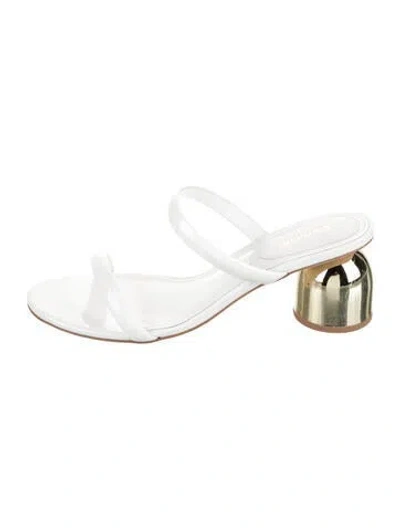 Pre-owned Larroude Leather Slides In White